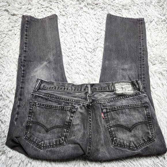 Levis 501 Mens Jeans Size 34x28 Regular Straight Fit Leg Denim Black Hemmed - Picture 4 of 16